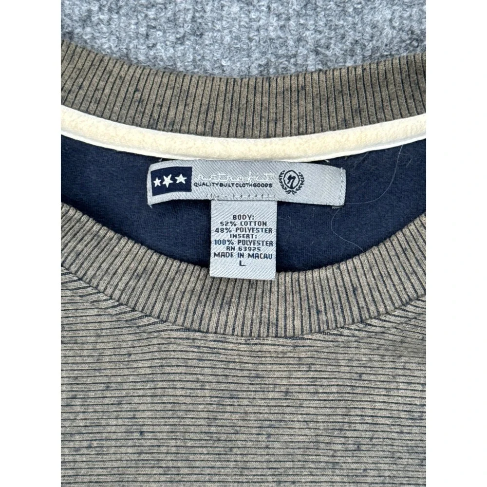 Retro Gear Mens‎ Large Sweater Olive Brown Striped Long Sleeve Y2K Cotton Blend
